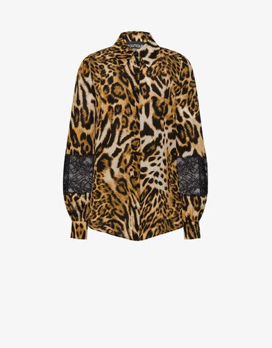 Bluse Aus Crêpe De Chine Leopard Print - Boutique Moschino - Modalova