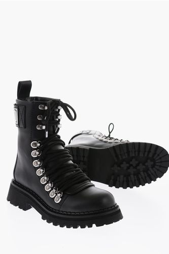 COUTURE! Contrasting logo leather combat boots Größe 40 - Moschino - Modalova