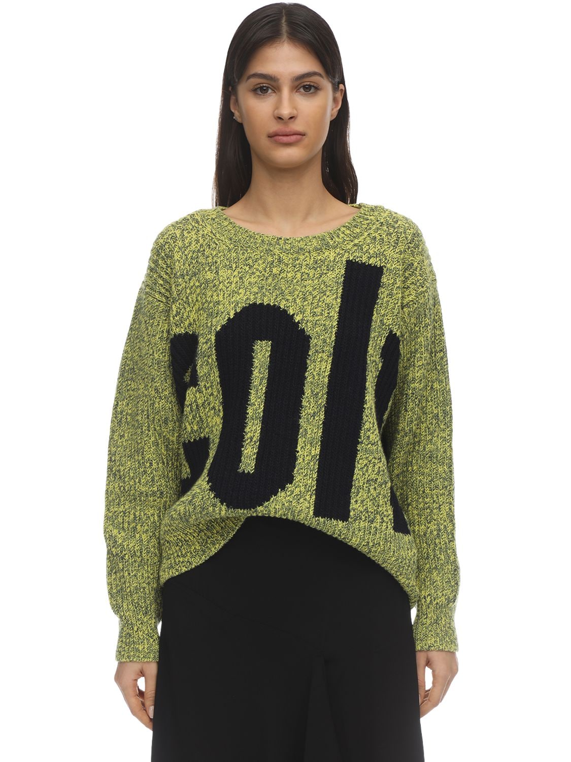Wool & Cotton Intarsia Knit Sweater - COLVILLE - Modalova