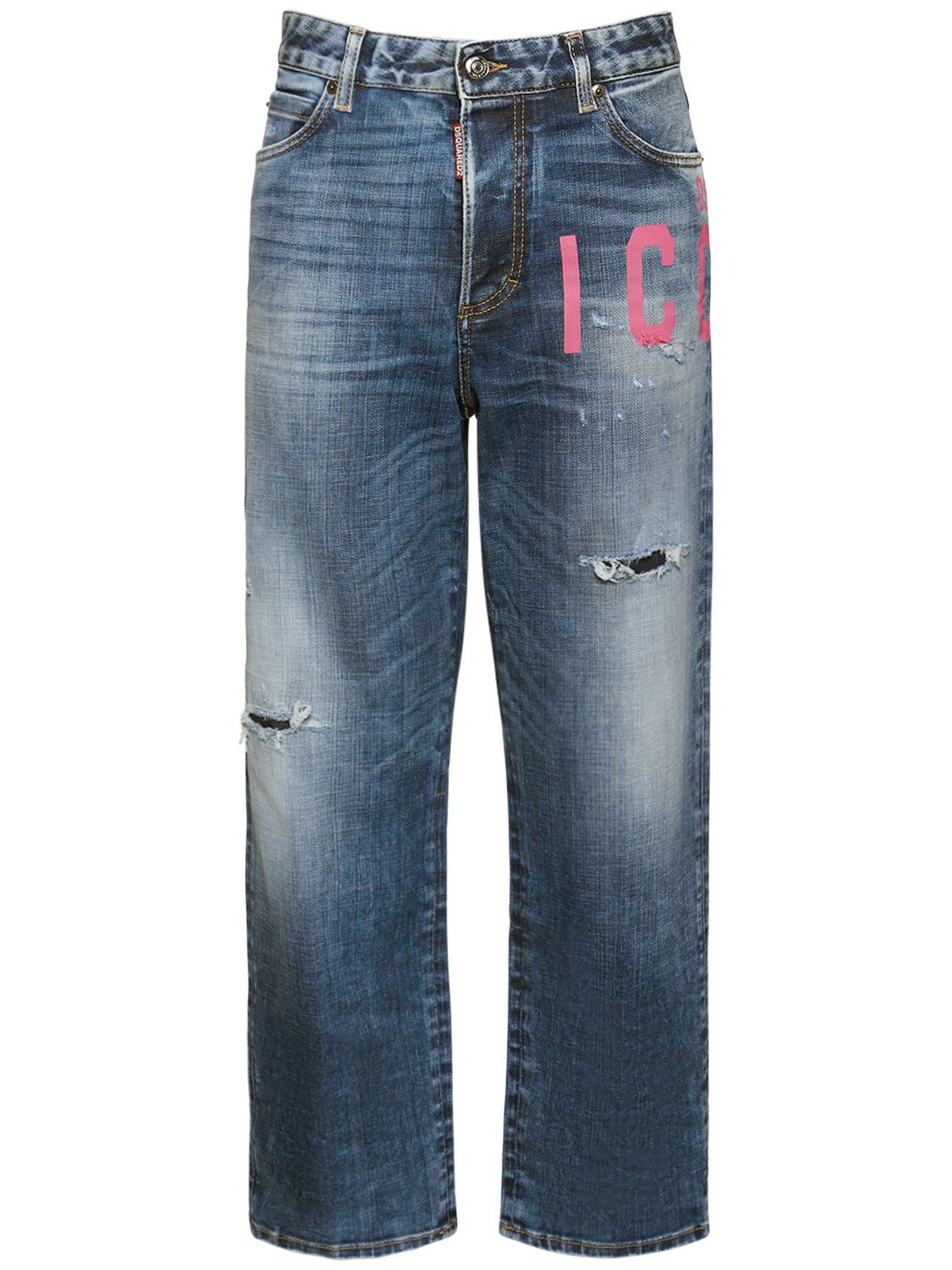 Bedruckte, Zerrissene Denim-jeans „boston Icon“ - DSQUARED2 - Modalova