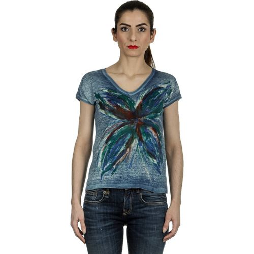 Damen V-Neck T-Shirt mit handbemalten Print - Avant Toi - Modalova