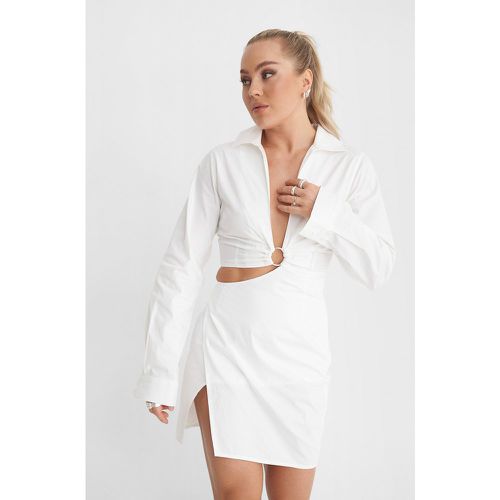 Cut Out Slit Cotton Dress - White - Angelica Blick x NA-KD - Modalova