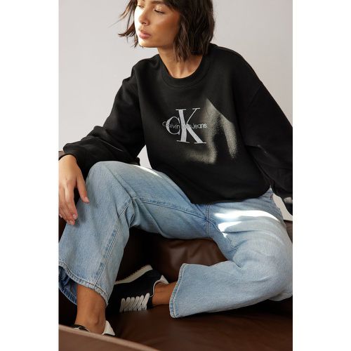 Organisch kurzer Pullover mit rundem Kragen - Black - Calvin Klein for NA-KD - Modalova
