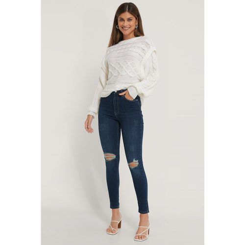 Skinny Jeans mit hoher Taille Used-Look - Blue - NA-KD - Modalova
