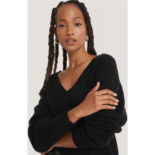Oversize-Pullover Mit V-Ausschnitt - Black - NA-KD Trend - Modalova