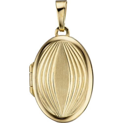 Medaillon oval für 2 Fotos 585 Gold Gelbgold matt Anhänger zum Öffnen - SIGO - Modalova