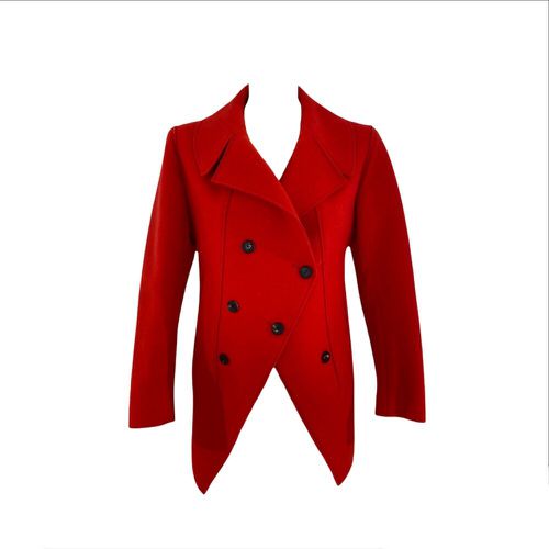 Lacqued red wool coat - Alexander McQueen Pre-owned - Modalova