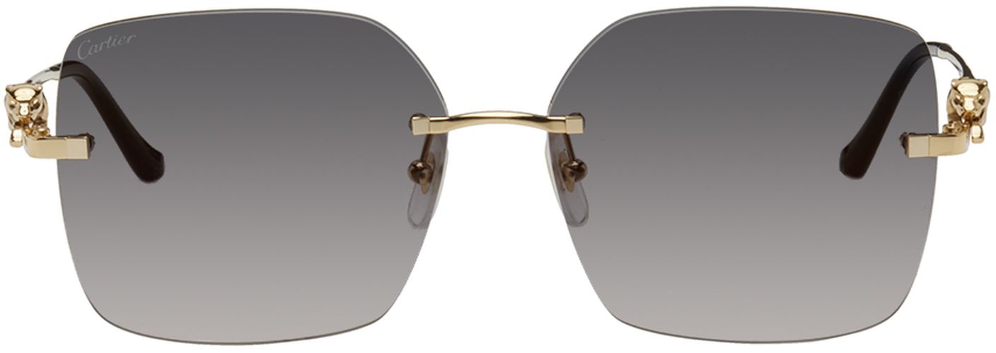 Gold 'Panthère De ' Rimless Sunglasses - Cartier - Modalova