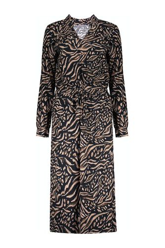 Dress Animal Print & Ruffles Black/sand Combi - Geisha - Modalova